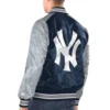 New york yankees renegade satin varsity jacket navy gray