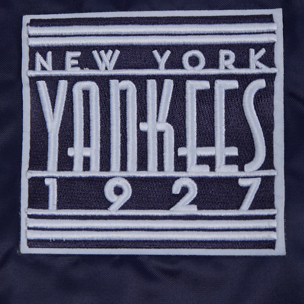 New york yankees retro classic womens full snap satin varsity jacket navy 2
