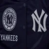 New york yankees retro classic womens full snap satin varsity jacket navy 3