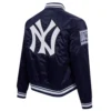 New york yankees retro classic womens full snap satin varsity jacket navy 5