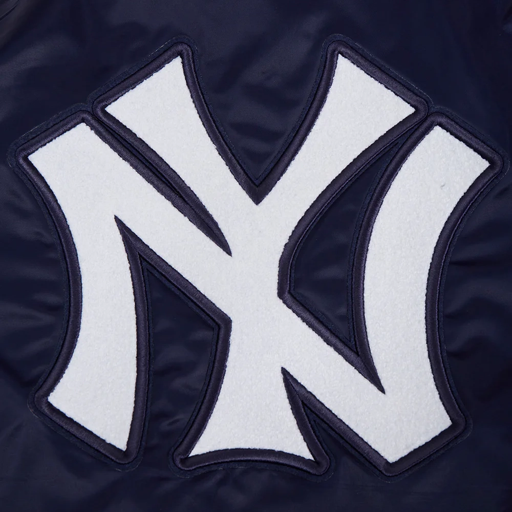 New york yankees retro classic womens full snap satin varsity jacket navy