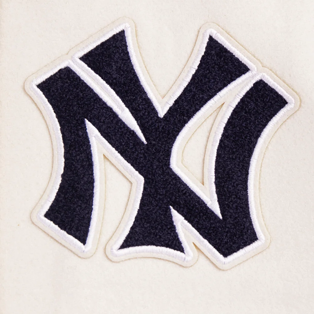 New york yankees retro classic womens wool leather varsity jacket cream black 2