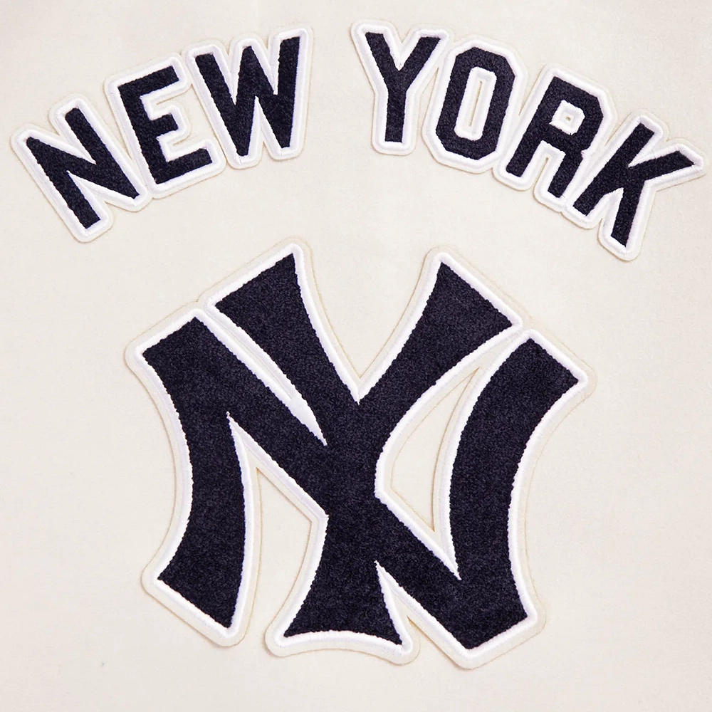 New york yankees retro classic womens wool leather varsity jacket cream black 5