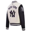New york yankees retro classic womens wool leather varsity jacket cream black 6