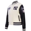 New york yankees retro classic womens wool leather varsity jacket cream black 8