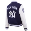 New york yankees retro classic womens wool leather varsity jacket navy white 6