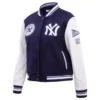 New york yankees retro classic womens wool leather varsity jacket navy white 8
