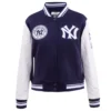 New york yankees retro classic womens wool leather varsity jacket navy white 9