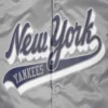 New york yankees script tail rib satin varsity jacket gray 4