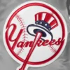 New york yankees script tail rib satin varsity jacket gray 5