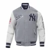 New york yankees script tail rib wool leather varsity jacket graywhite 1