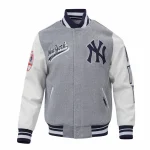New York Yankees Script Tail Wool/Leather Jacket
