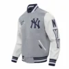 New york yankees script tail rib wool leather varsity jacket graywhite 2