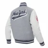 New york yankees script tail rib wool leather varsity jacket graywhite 4