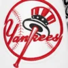 New york yankees script tail rib wool leather varsity jacket graywhite 5