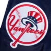 New york yankees script tail satin varsity jacket navy