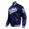 New york yankees script tail satin varsity jacket navy 2