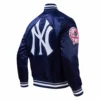 New york yankees script tail satin varsity jacket navy 3
