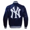 New york yankees script tail satin varsity jacket navy 4
