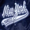 New york yankees script tail satin varsity jacket navy 5