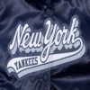 New york yankees script tail womens satin varsity jacket navy 5