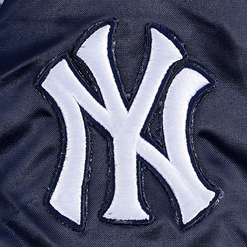 New york yankees script tail womens satin varsity jacket navy 6