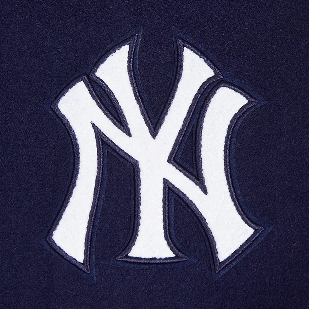 New york yankees script tail womens wool leather varsity jacket navywhite 5