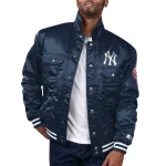 New York Yankees Silver Tab Satin Trucker Navy Jacket