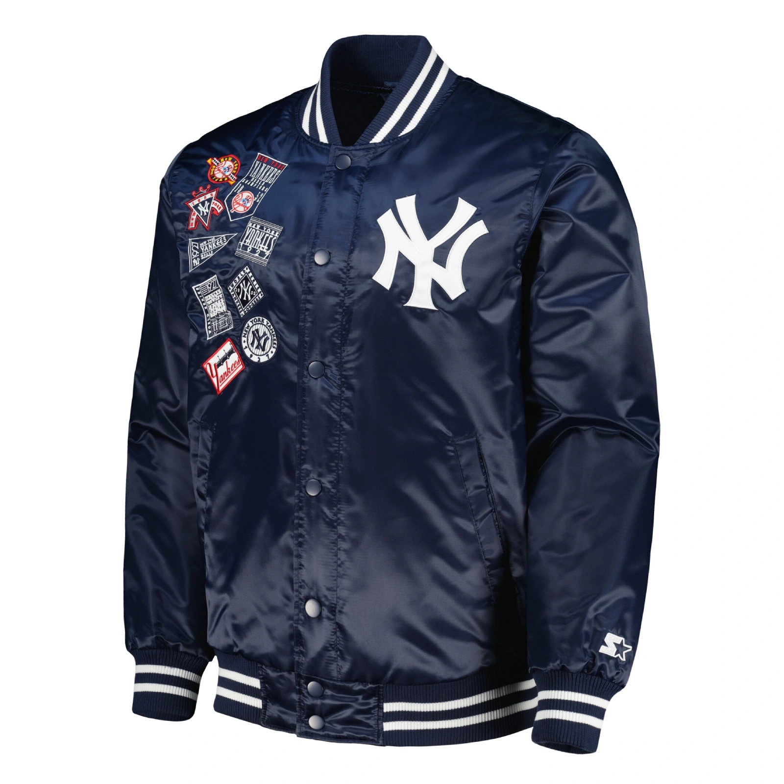 New york yankees starter patch satin varsity jacket navy 1