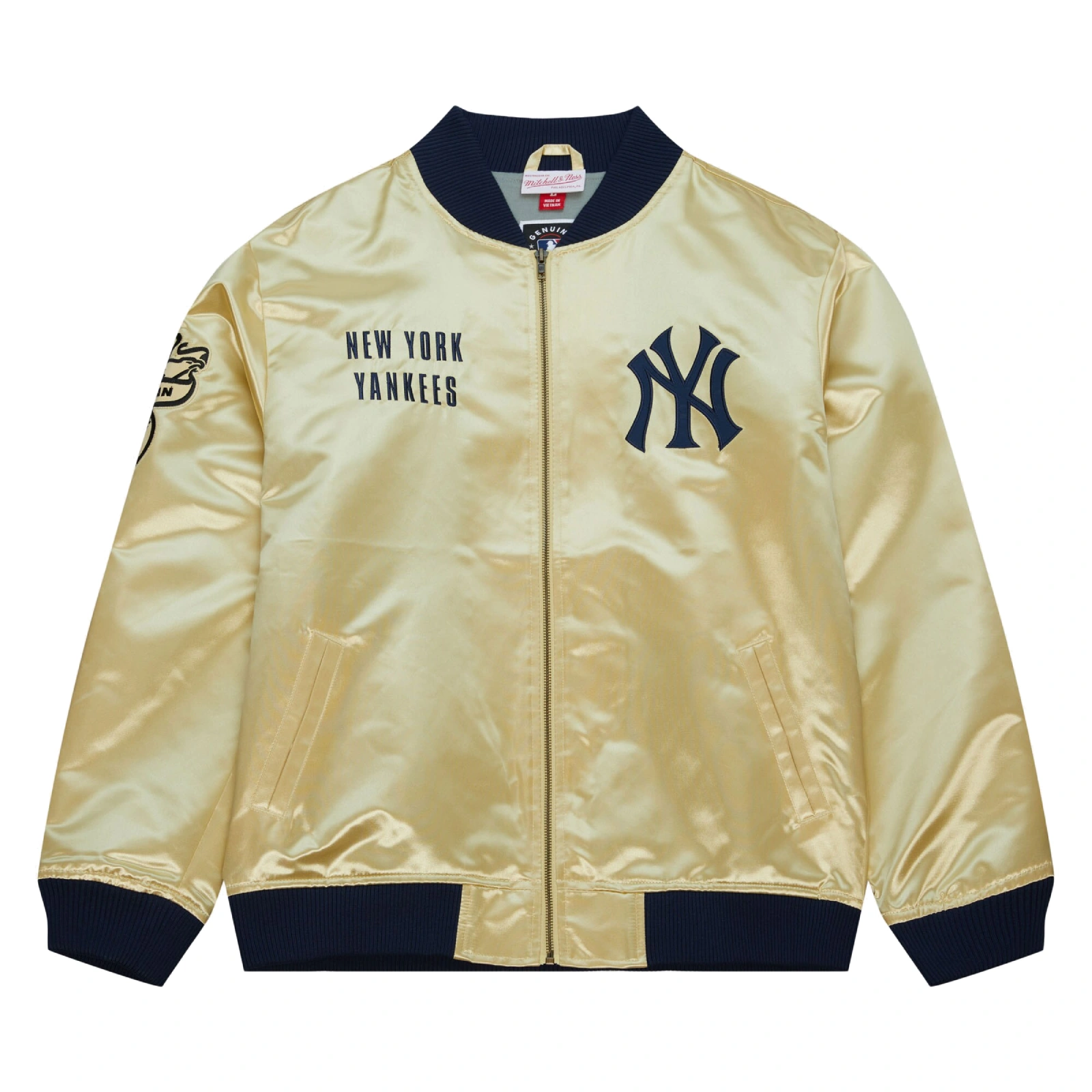 New york yankees team og 20 full zip satin varsity jacket gold 1