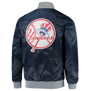 New york yankees the ambassador satin varsity jacket navy 1