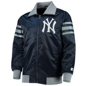 New york yankees the captain iii satin varsity jacket navy 2