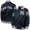 New york yankees the captain iii satin varsity jacket navy 3