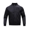 New york yankees triple black full snap satin varsity jacket