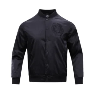 New york yankees triple black full snap satin varsity jacket