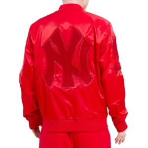 New york yankees triple red full snap satin varsity jacket 1 1