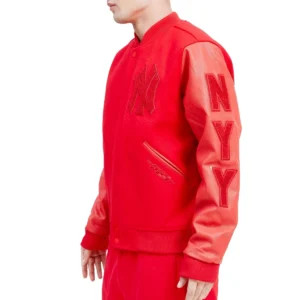 New york yankees triple red wool leather varsity jacket 2 1