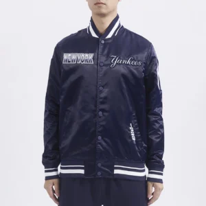 New york yankees turn it up m satin varsity jacket