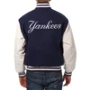New york yankees two tone wool and leather jacket navy white 2