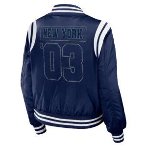 New york yankees womens full zip bomber varsity jacket navy 2 1