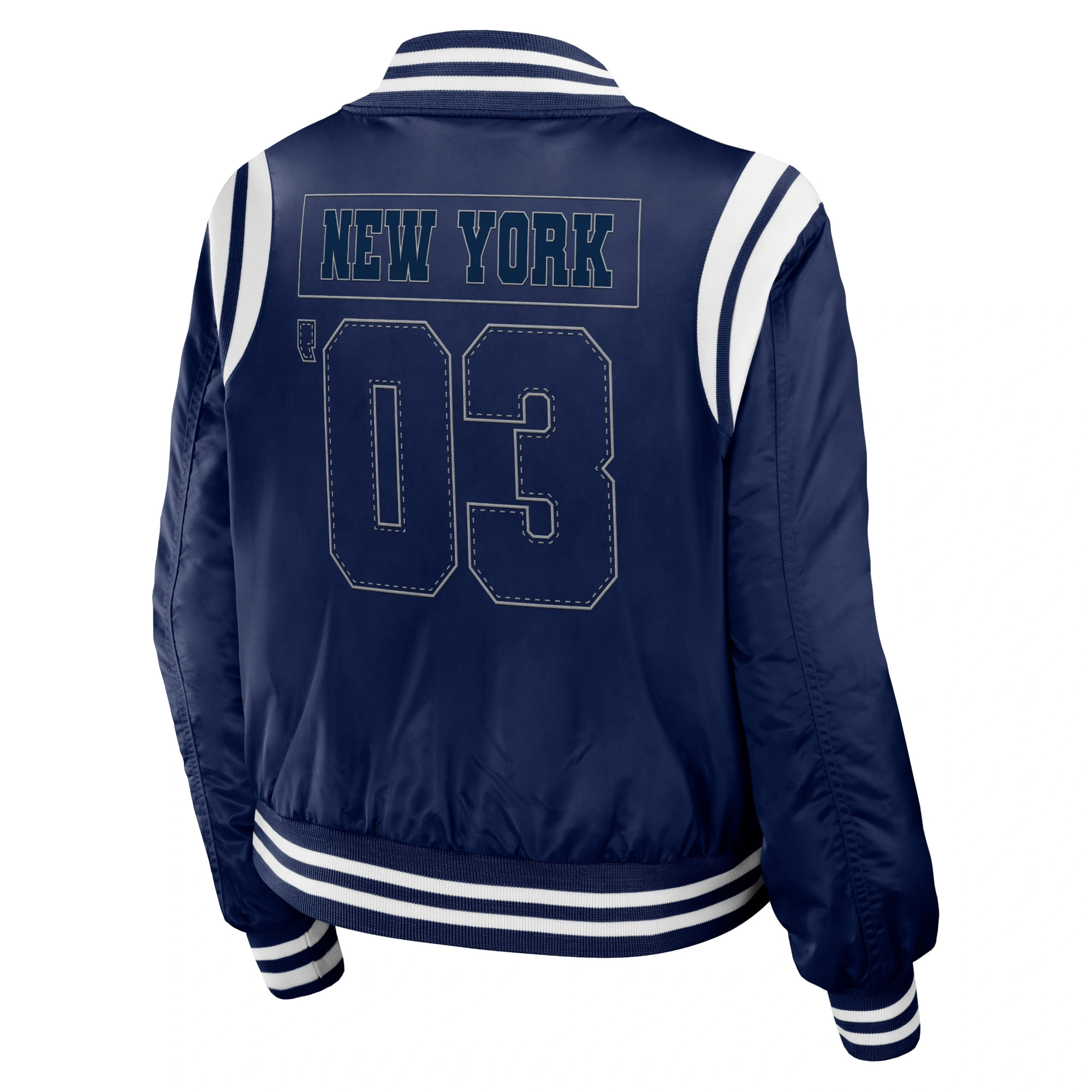 New york yankees womens full zip bomber varsity jacket navy 2 1