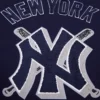 New york yankees womens mashup wool leather varsity jacket navywhite 2 1