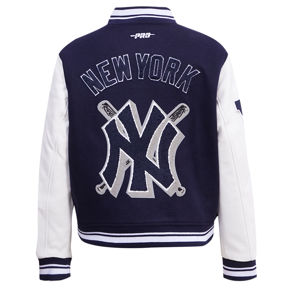 New york yankees womens mashup wool leather varsity jacket navywhite 5 1