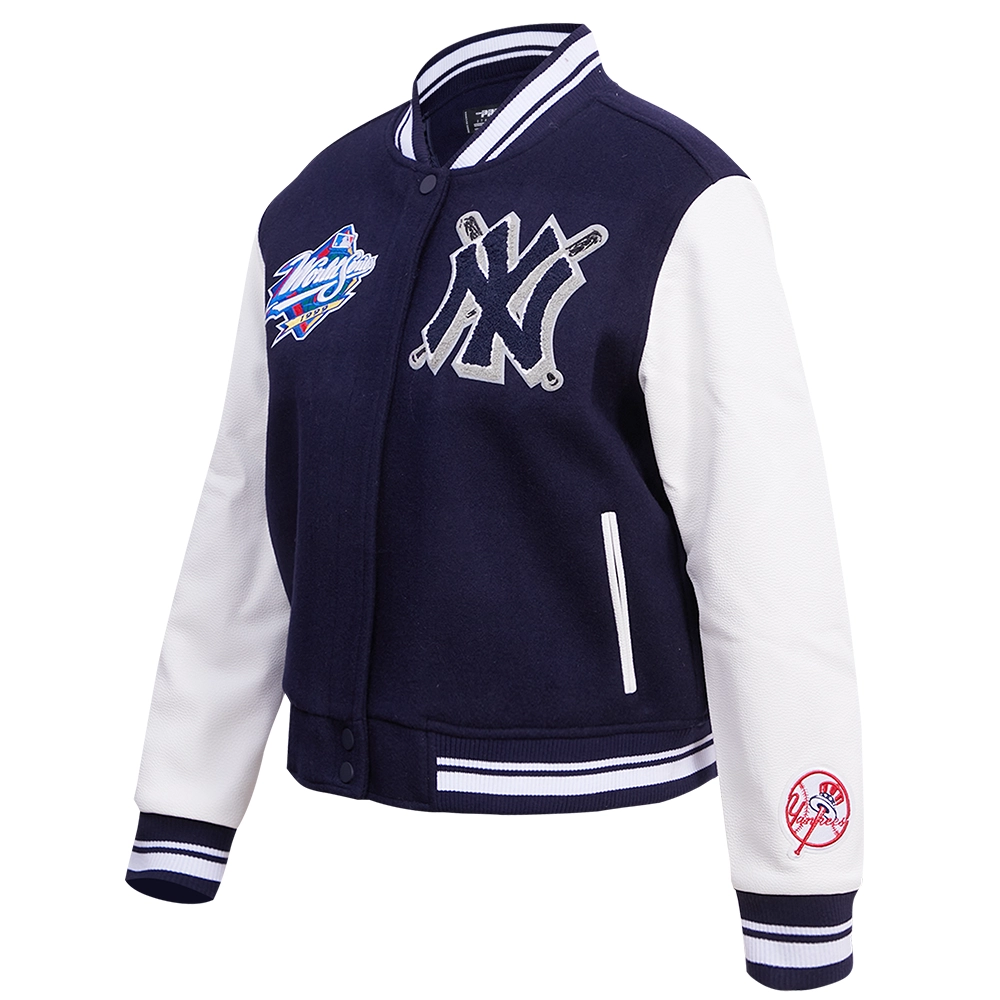 New york yankees womens mashup wool leather varsity jacket navywhite 6 1
