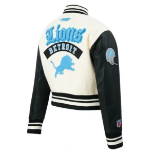 Nfl detroit lions best of womens cropped rib wool jacket white
