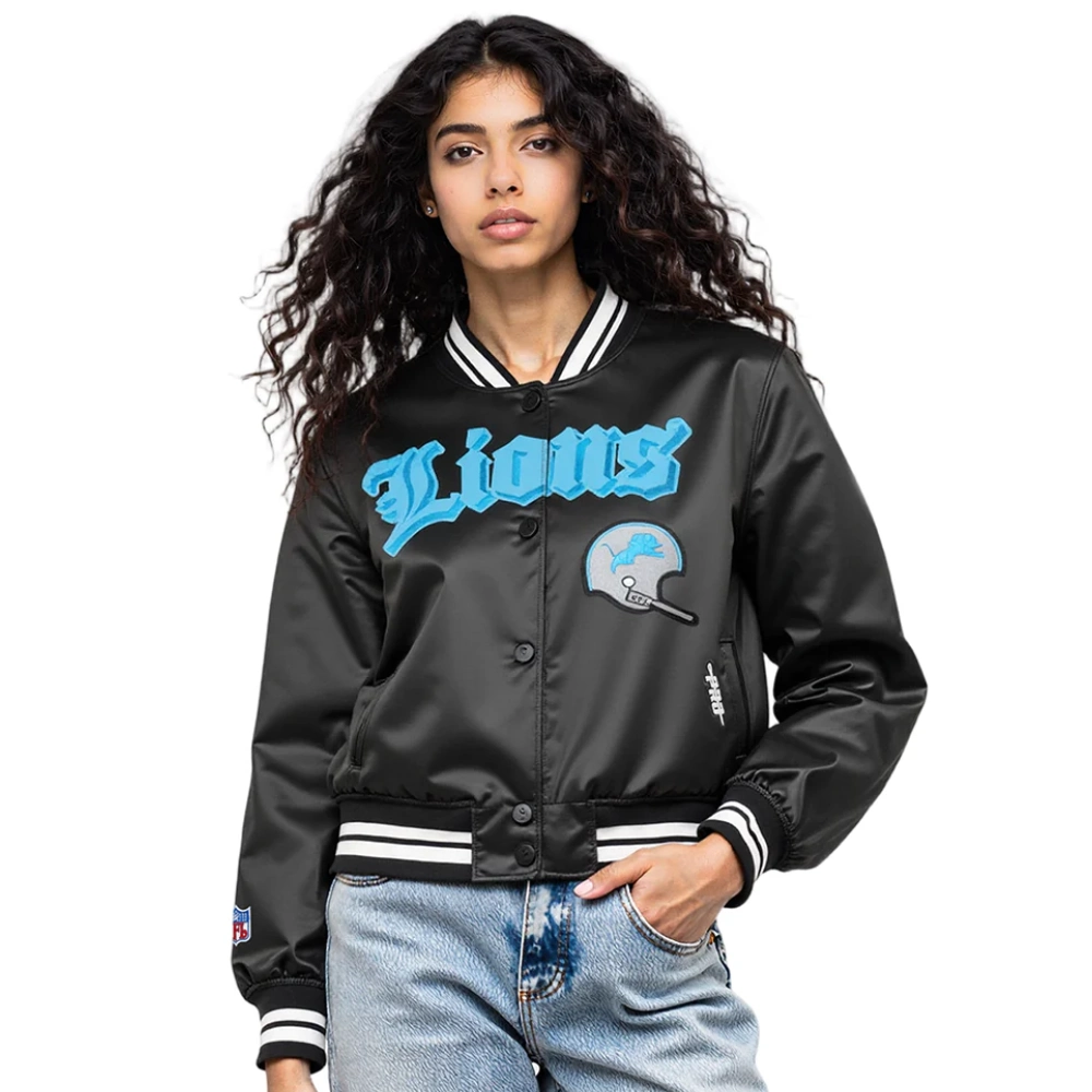 Nfl detroit lions womens rib knitted satin jacket