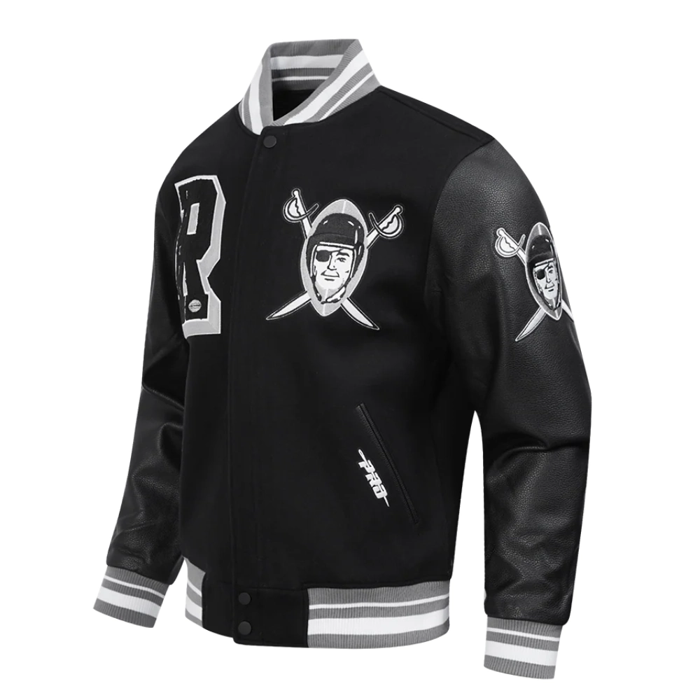 Nfl las vegas raiders best of mens rib wool leather varsity jacket