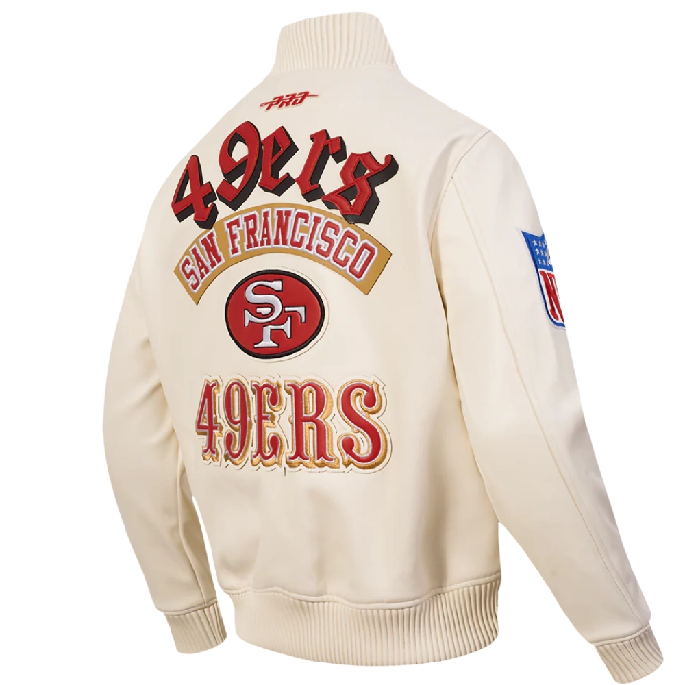 Nfl san francisco 49ers best of mens leather jacket white