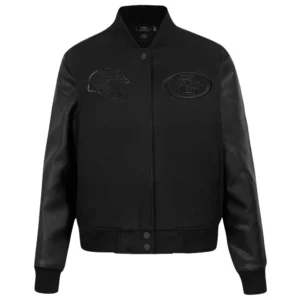 Nfl san francisco 49ers triple black womens wool varsity jacket