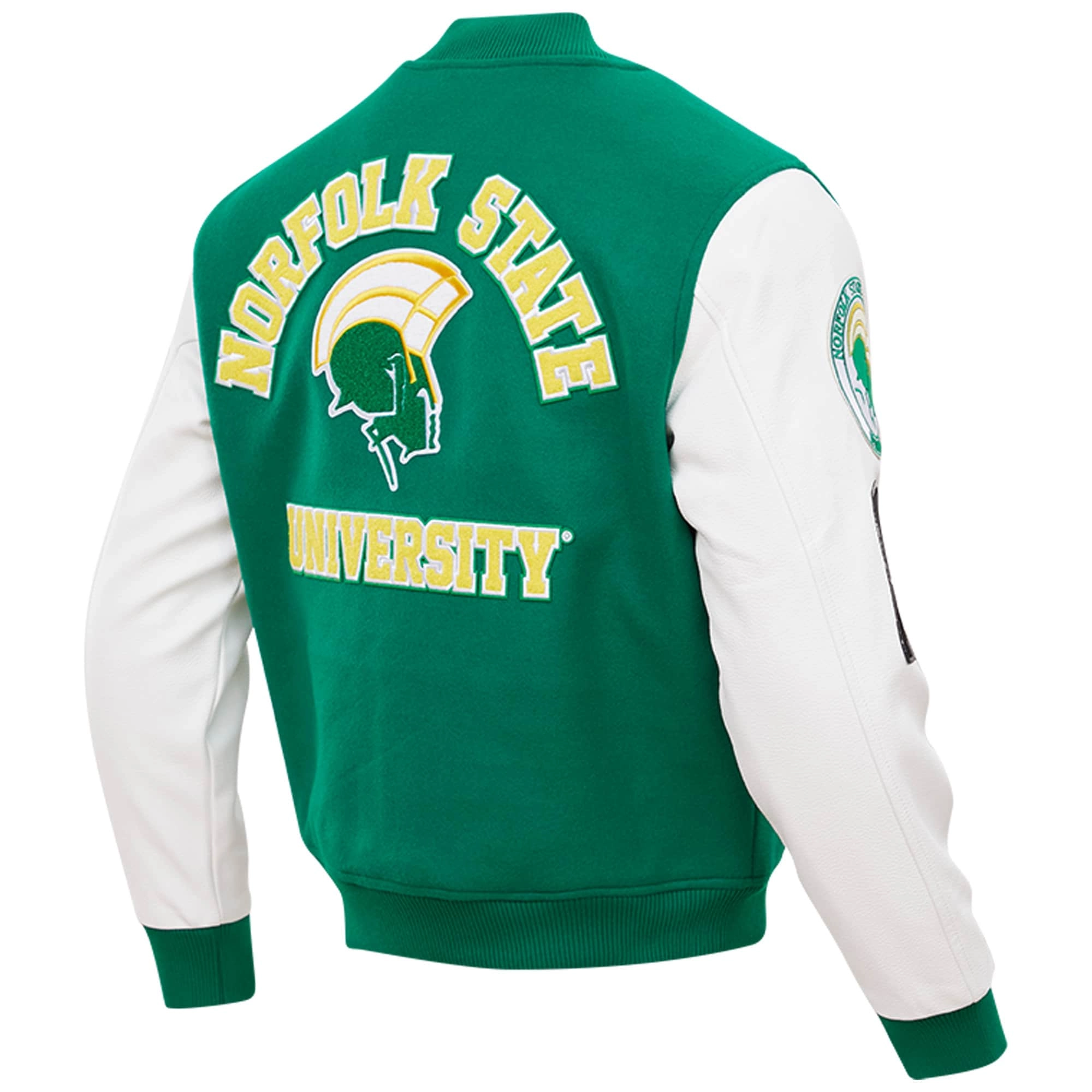 Norfolk state spartans green classic wool full zip varsity jacket
